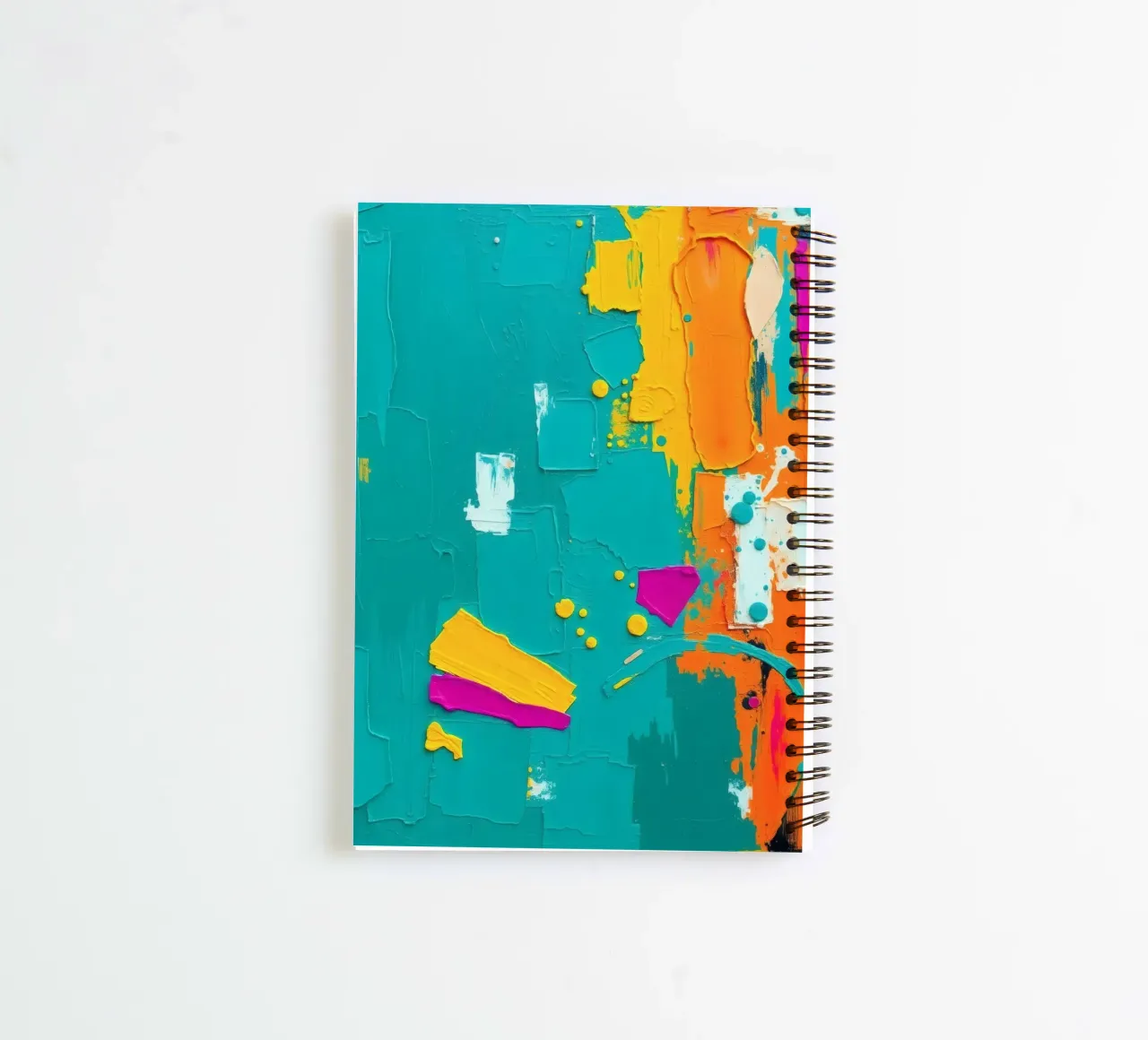abstract artwork showcasing bold colors and textured brushst spiral notebook by DesignDoodle