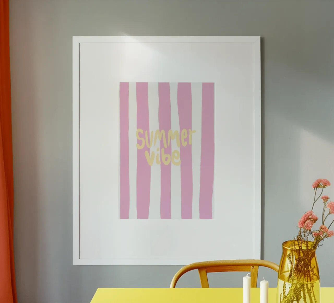 Summer Vibe Stripes poster with plastic frame by Poster Print Studio