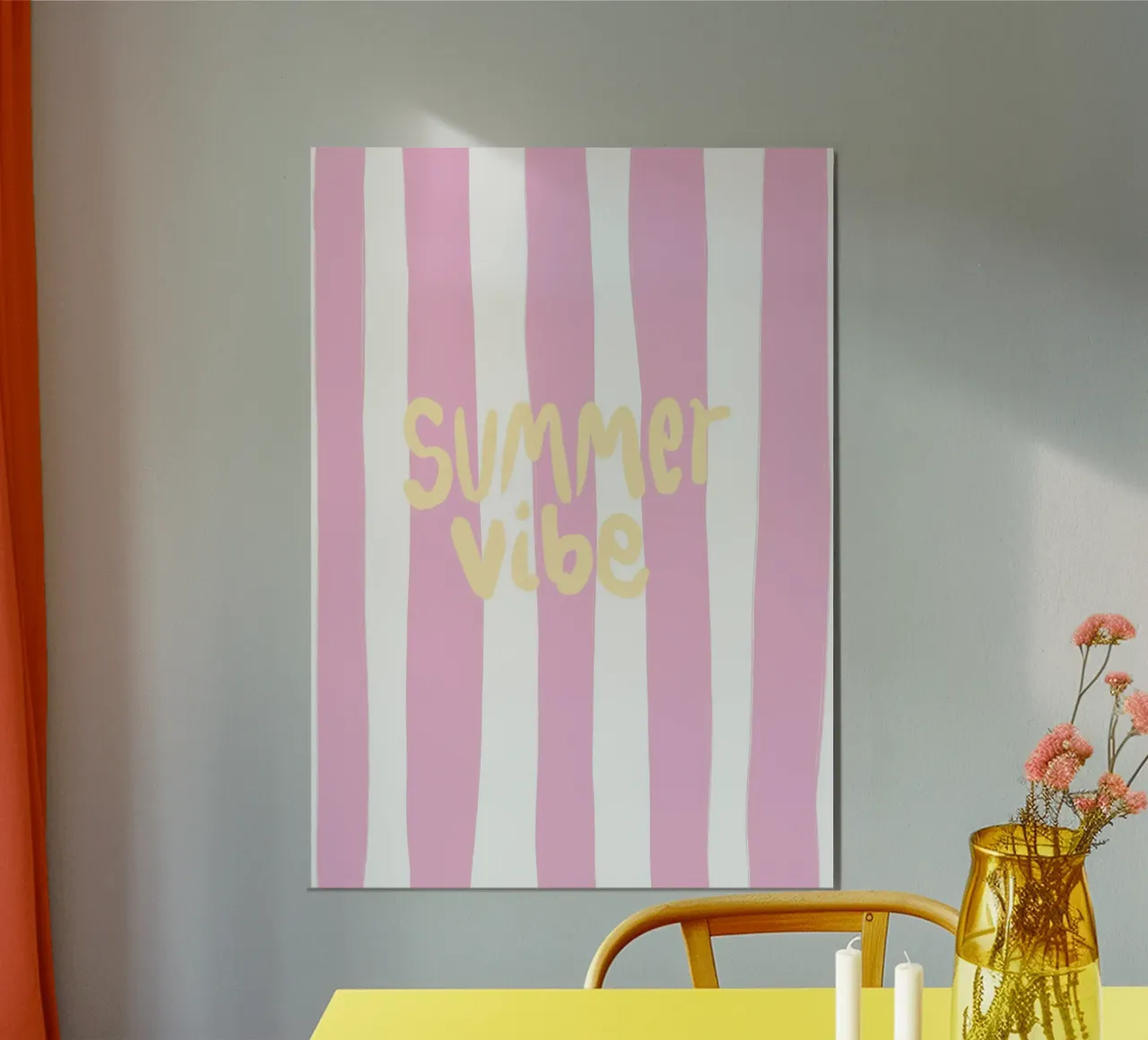 Summer Vibe Stripes poster with plastic frame by Poster Print Studio