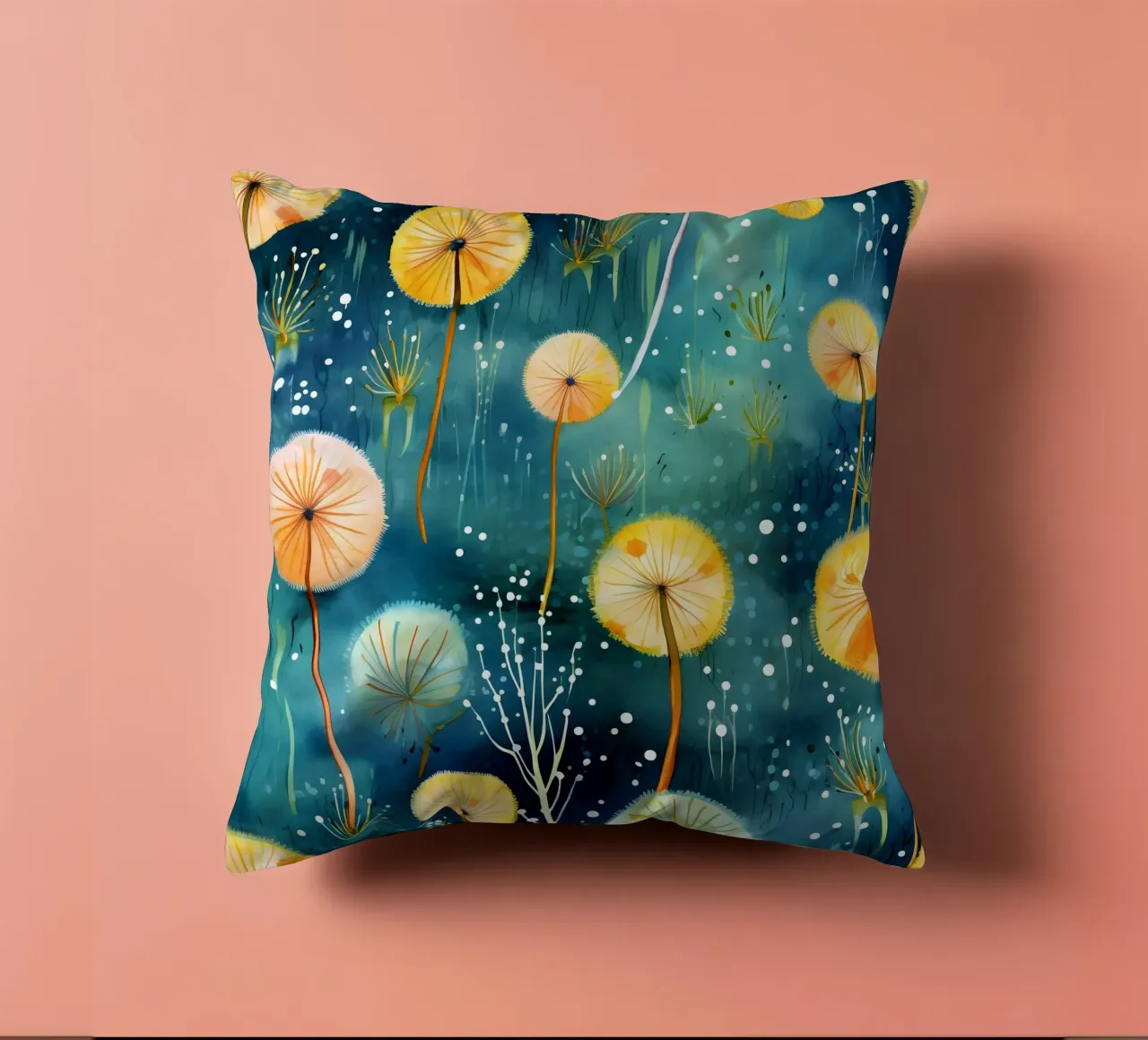 Cosmic Dandelions decorative cushion by Botanical Pattern House