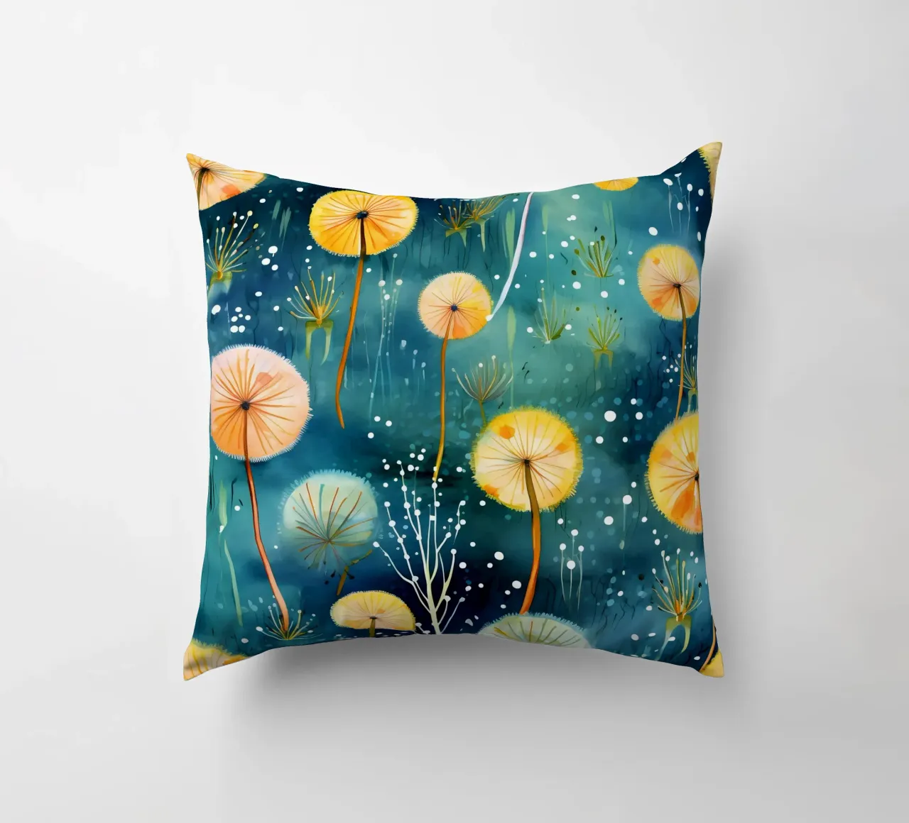 Cosmic Dandelions decorative cushion by Botanical Pattern House