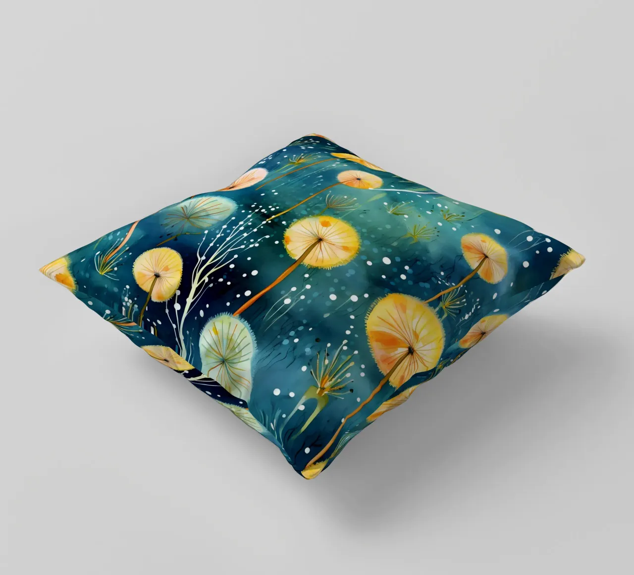 Cosmic Dandelions decorative cushion by Botanical Pattern House