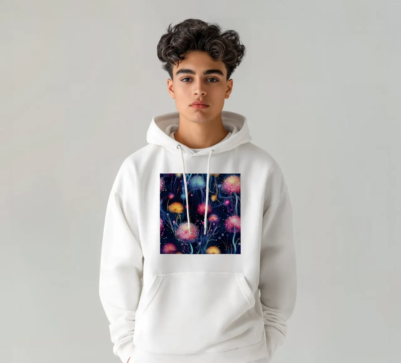 Denti di leone cosmici felpa con cappuccio da Botanical Pattern House