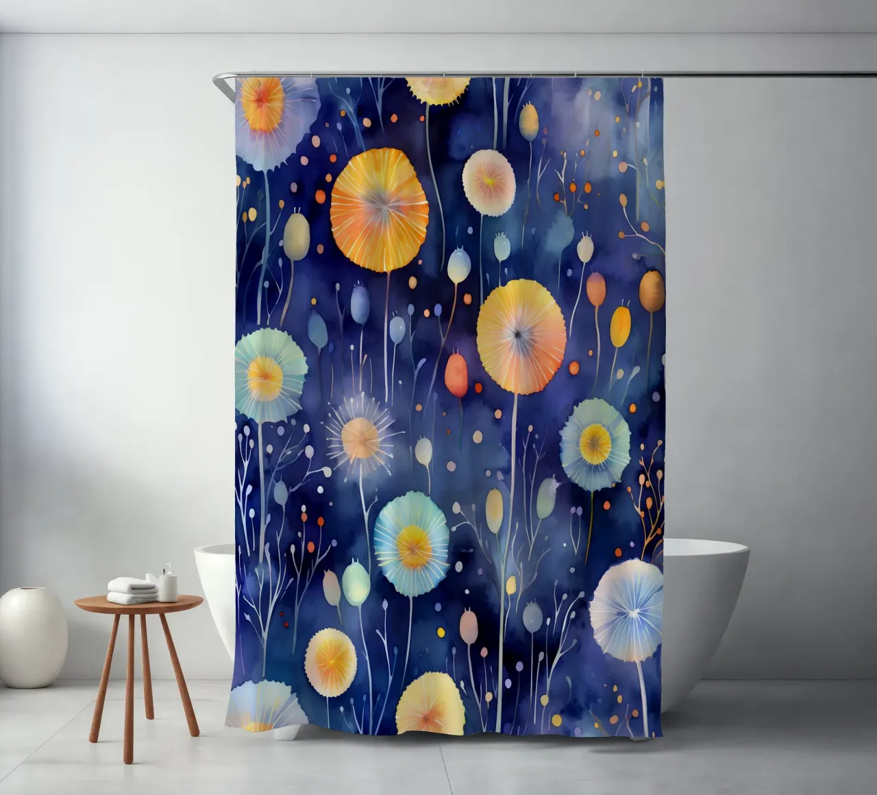 Kosmischer Löwenzahn Duschvorhang von Botanical Pattern House