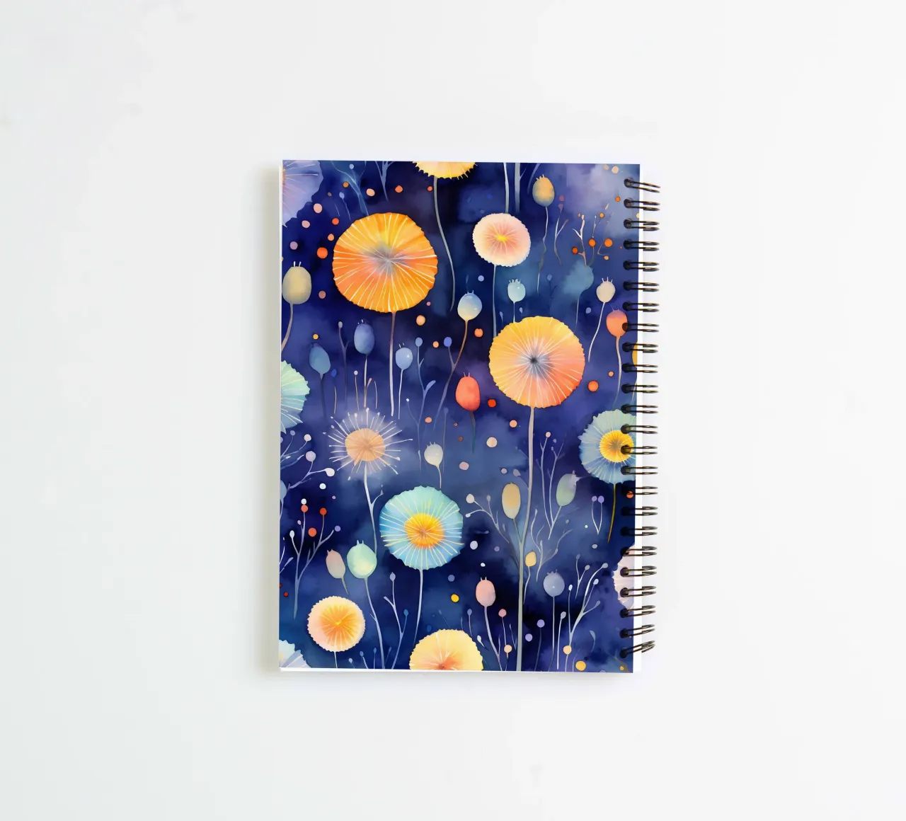 Cosmic Dandelions spiral notebook by Botanical Pattern House