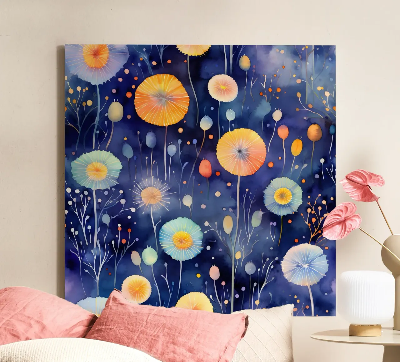 Cosmic Dandelions canvas by Botanical Pattern House