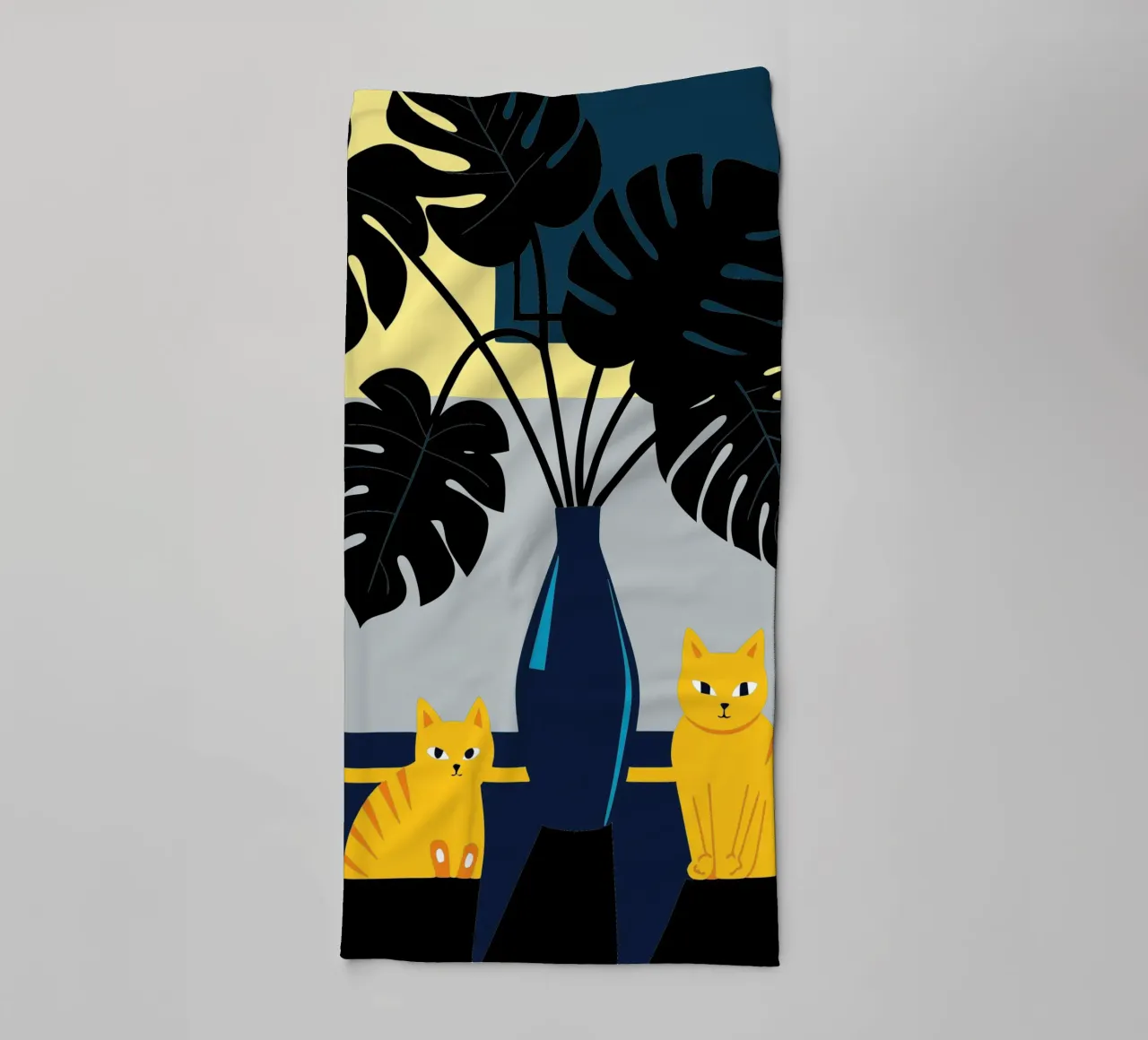 Gatto e fiore di Monstera asciugamano da bagno da TODAY'S SHOP