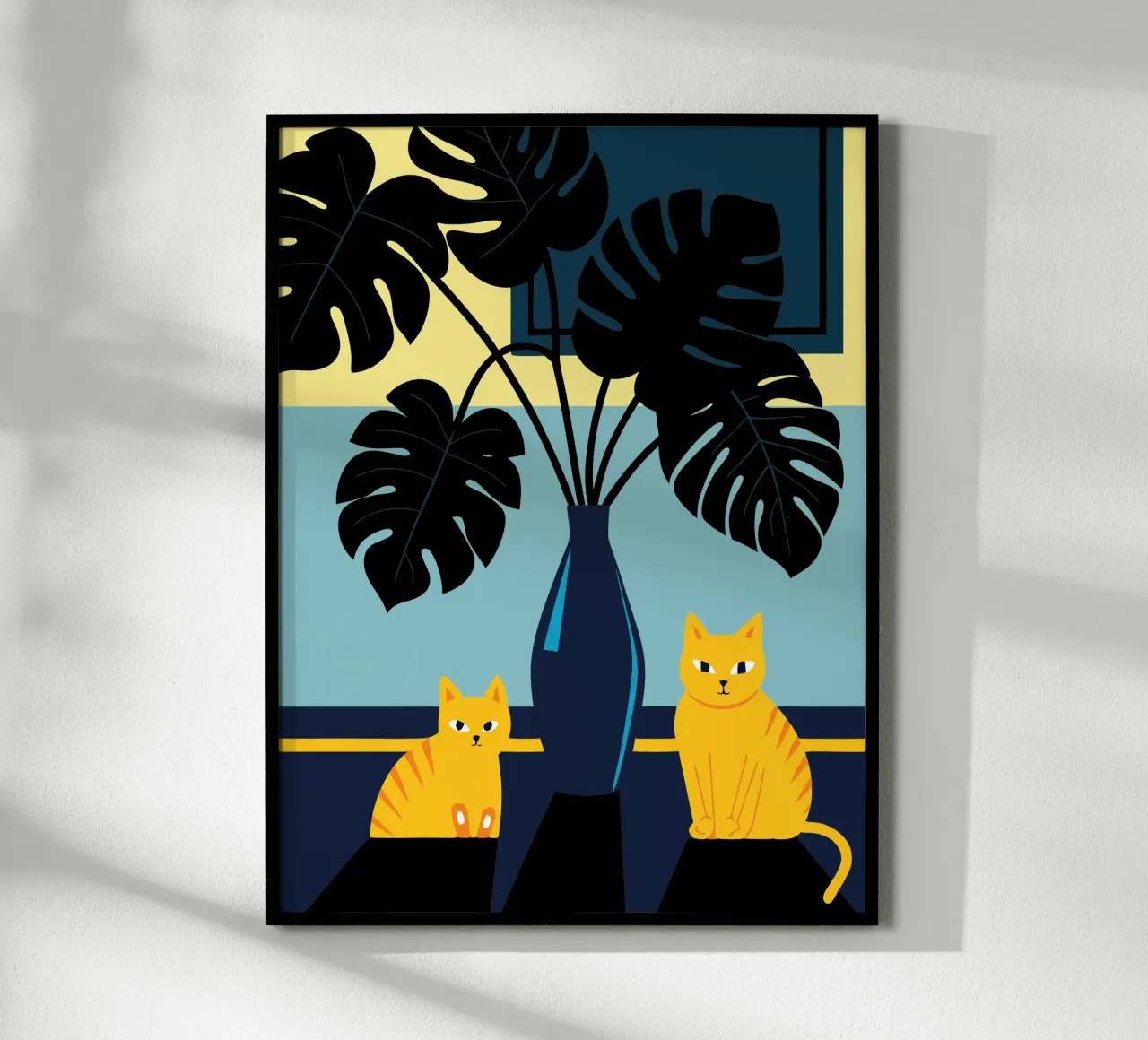 Chat et fleur de monstera poster de TODAY'S SHOP