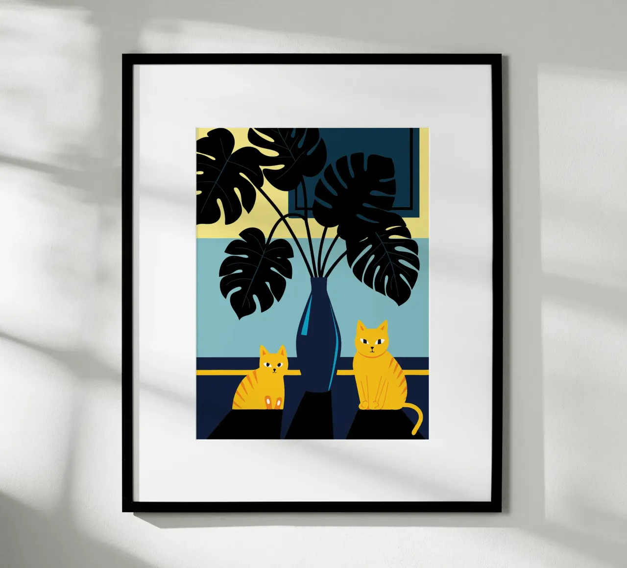 Chat et fleur de monstera poster de TODAY'S SHOP