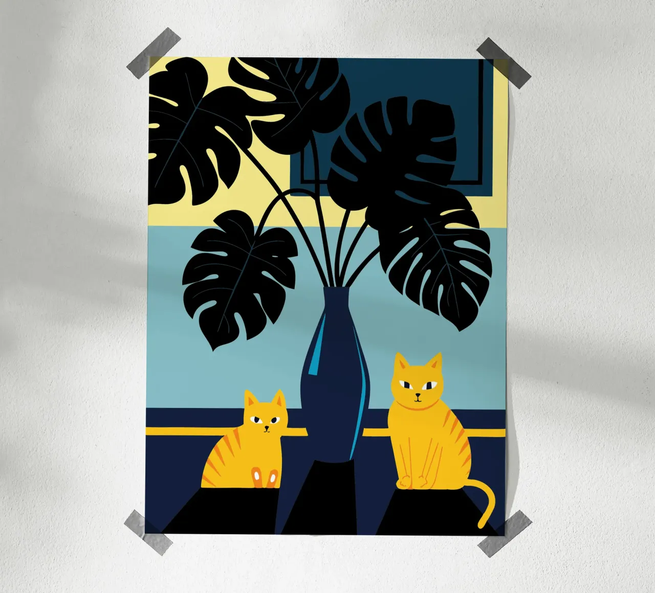 Chat et fleur de monstera poster de TODAY'S SHOP