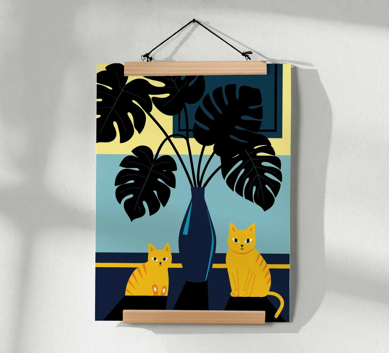 Chat et fleur de monstera poster de TODAY'S SHOP