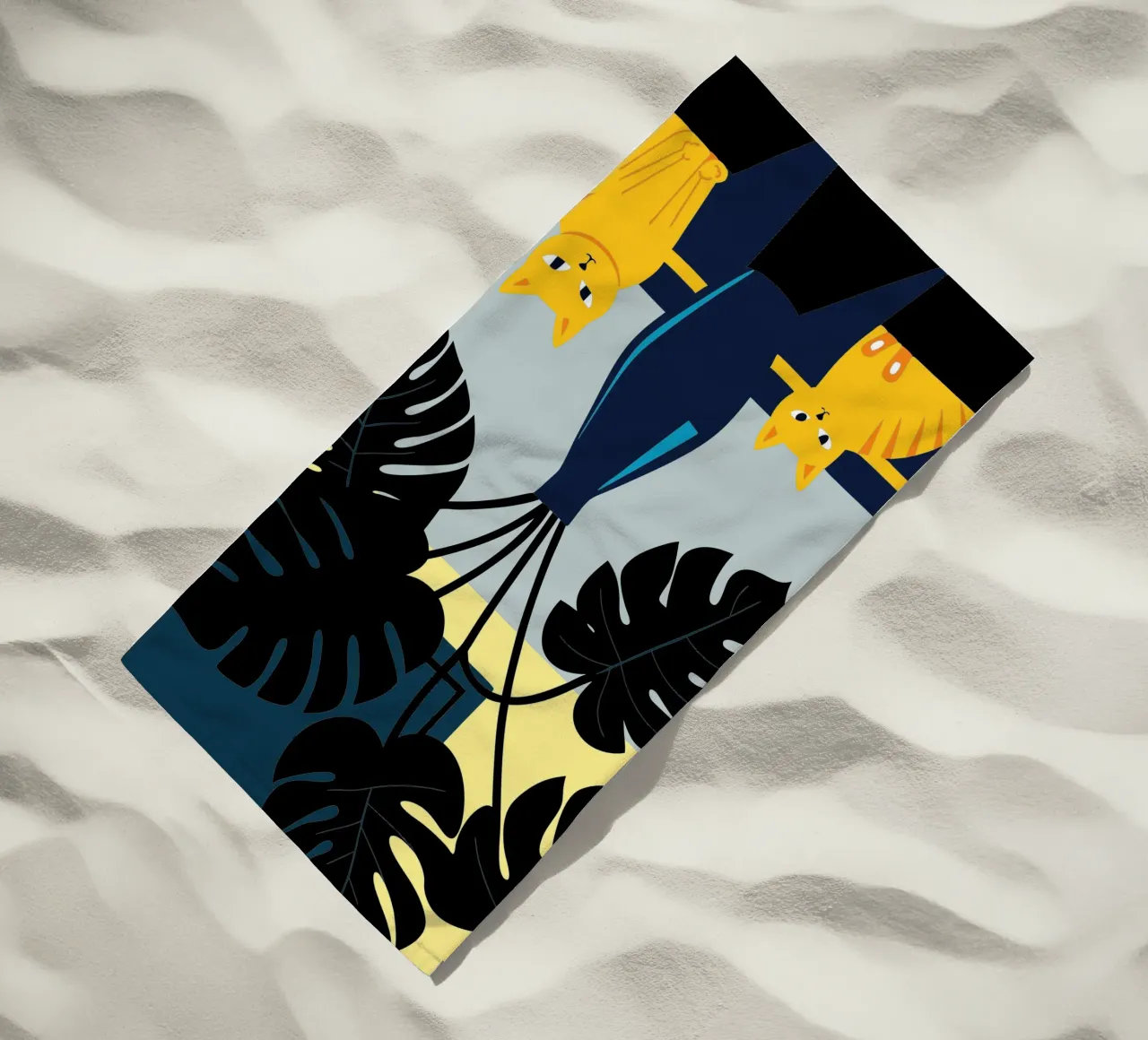 Gatto e fiore di Monstera telo mare da TODAY'S SHOP