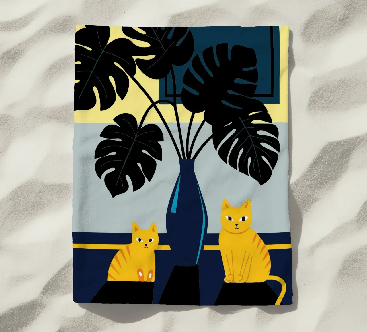 Gatto e fiore di Monstera telo mare da TODAY'S SHOP