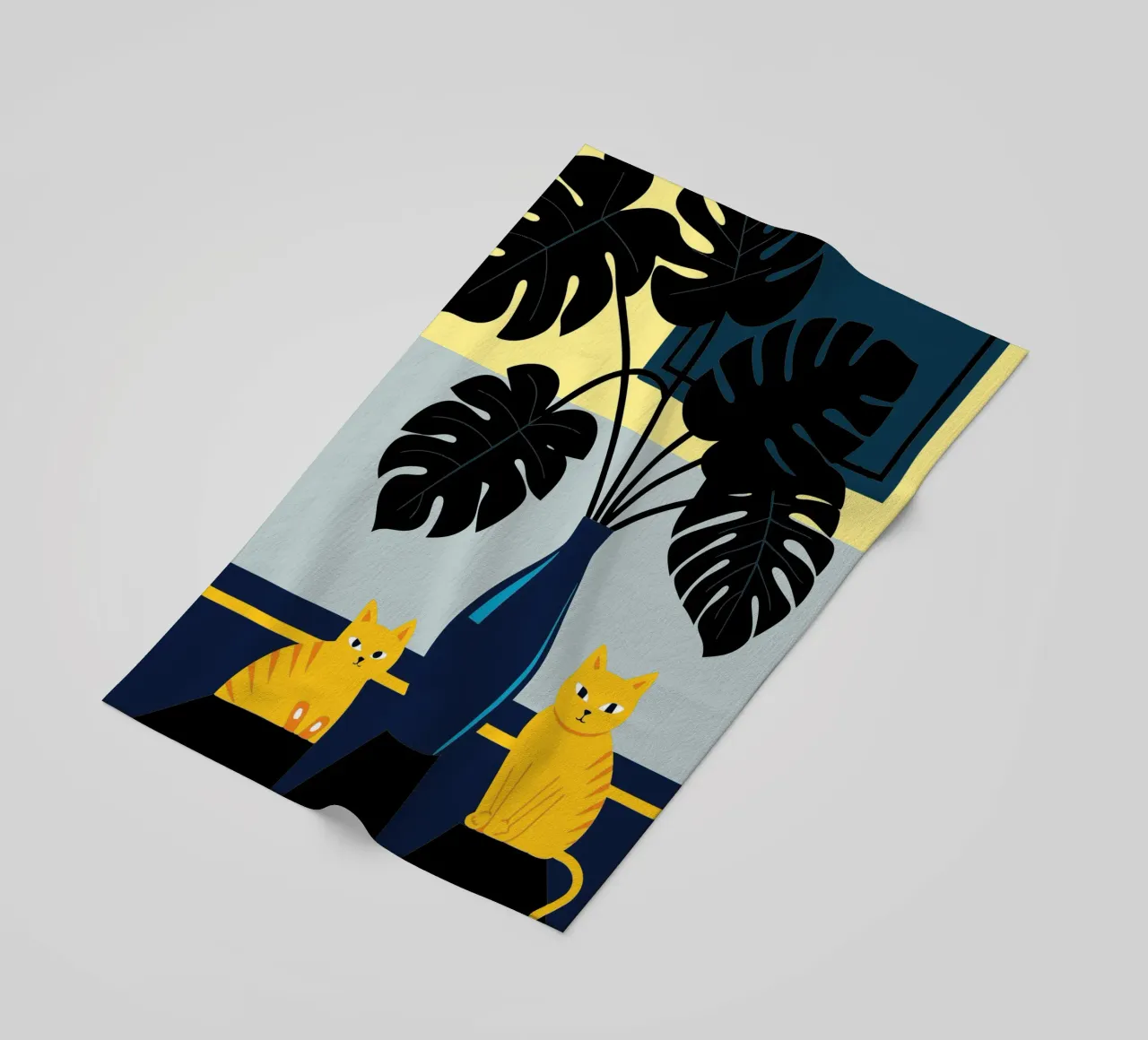 Gatto e fiore di Monstera telo mare da TODAY'S SHOP