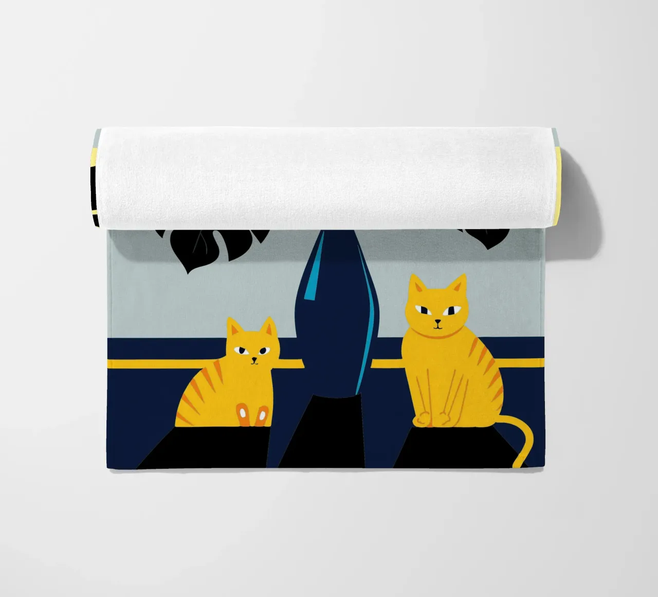 Gatto e fiore di Monstera telo mare da TODAY'S SHOP