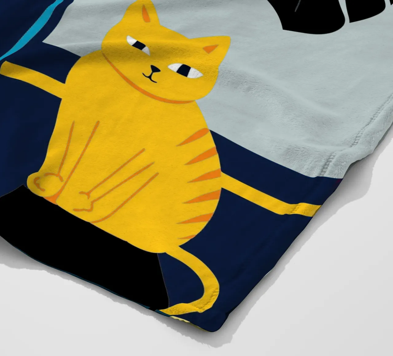 Gatto e fiore di Monstera coperta in pile da TODAY'S SHOP