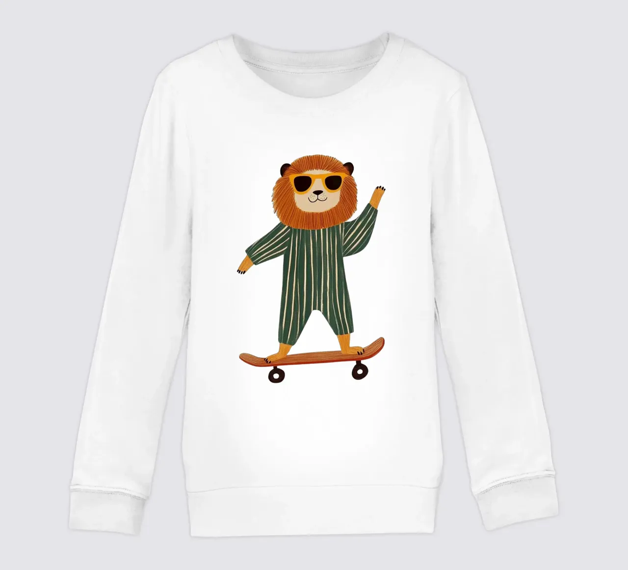 Löwe auf Skateboard Kinder Sweatshirt von HookASmile
