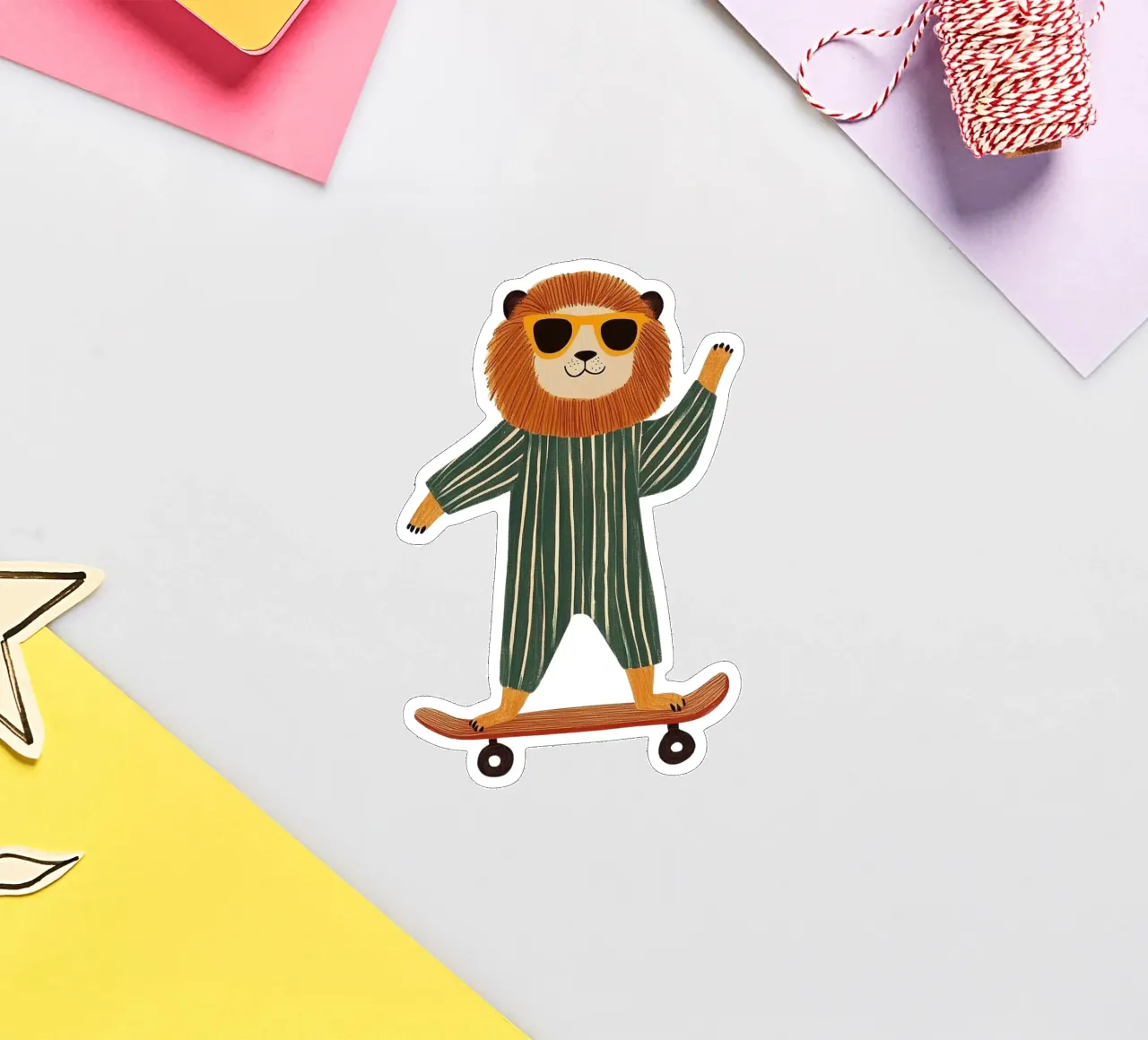 Lion on skateboard sticker by HookASmile