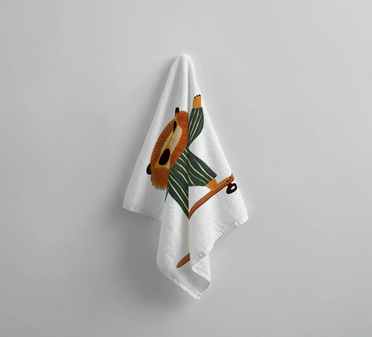 Lion on skateboard towel by HookASmile