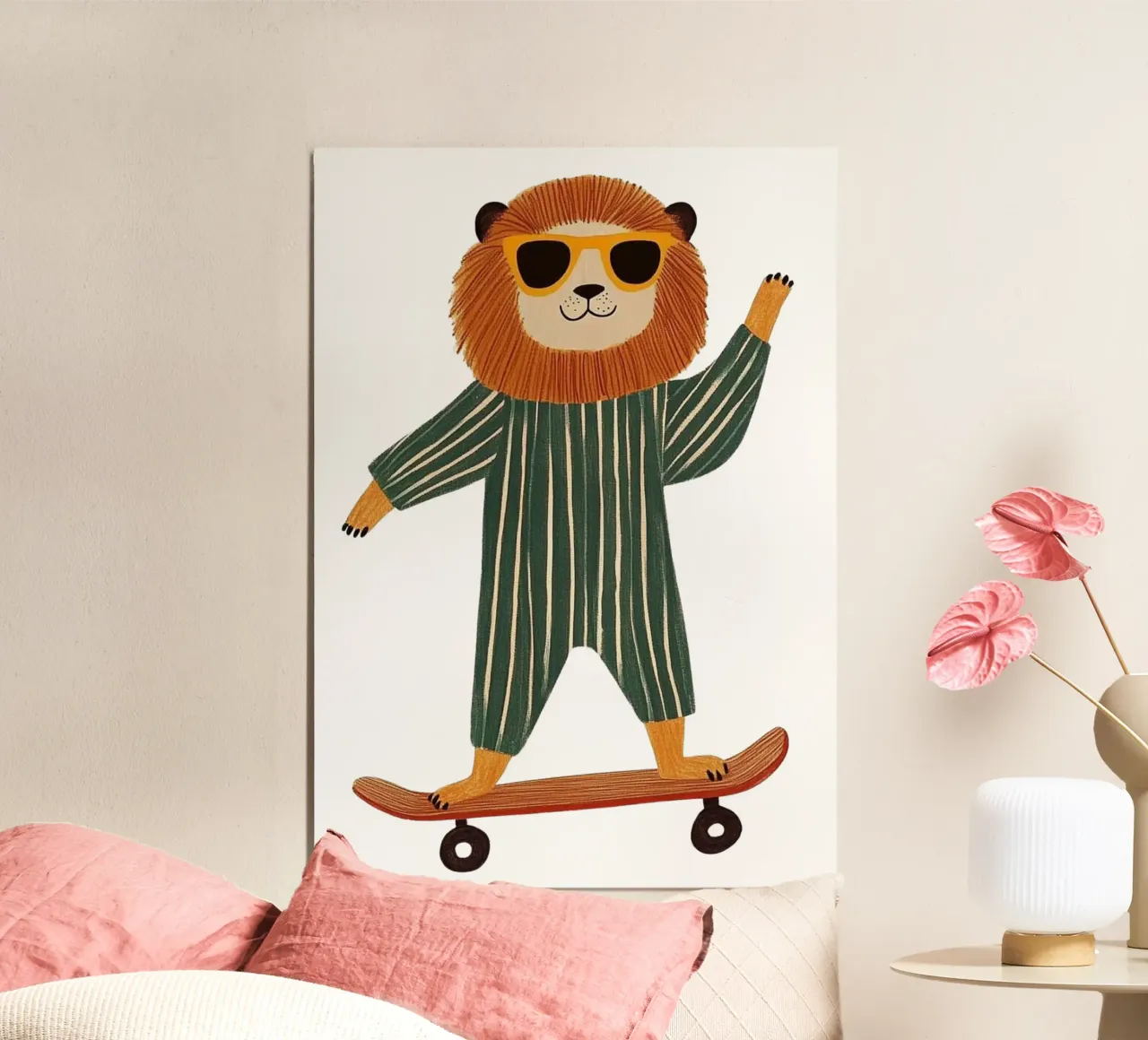 Lion on skateboard poster by HookASmile