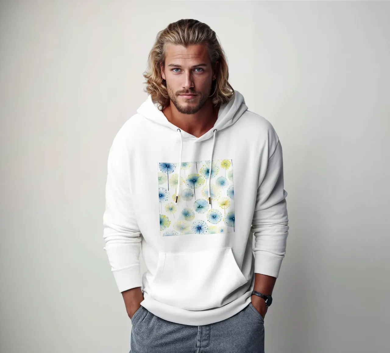 Denti di leone ad occhi aperti felpa con cappuccio da Botanical Pattern House
