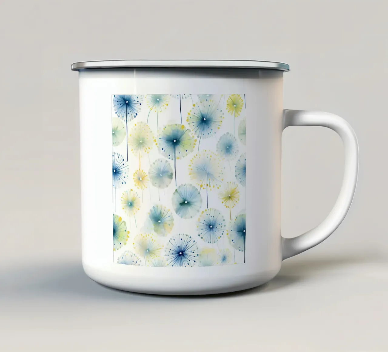 Denti di leone ad occhi aperti tazza in smalto da Botanical Pattern House