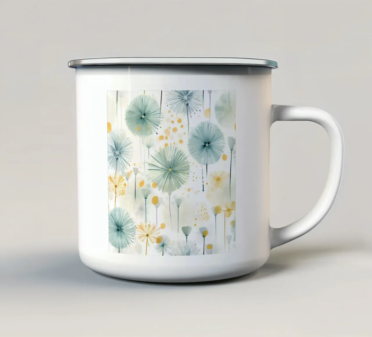 Denti di leone ad occhi aperti tazza in smalto da Botanical Pattern House