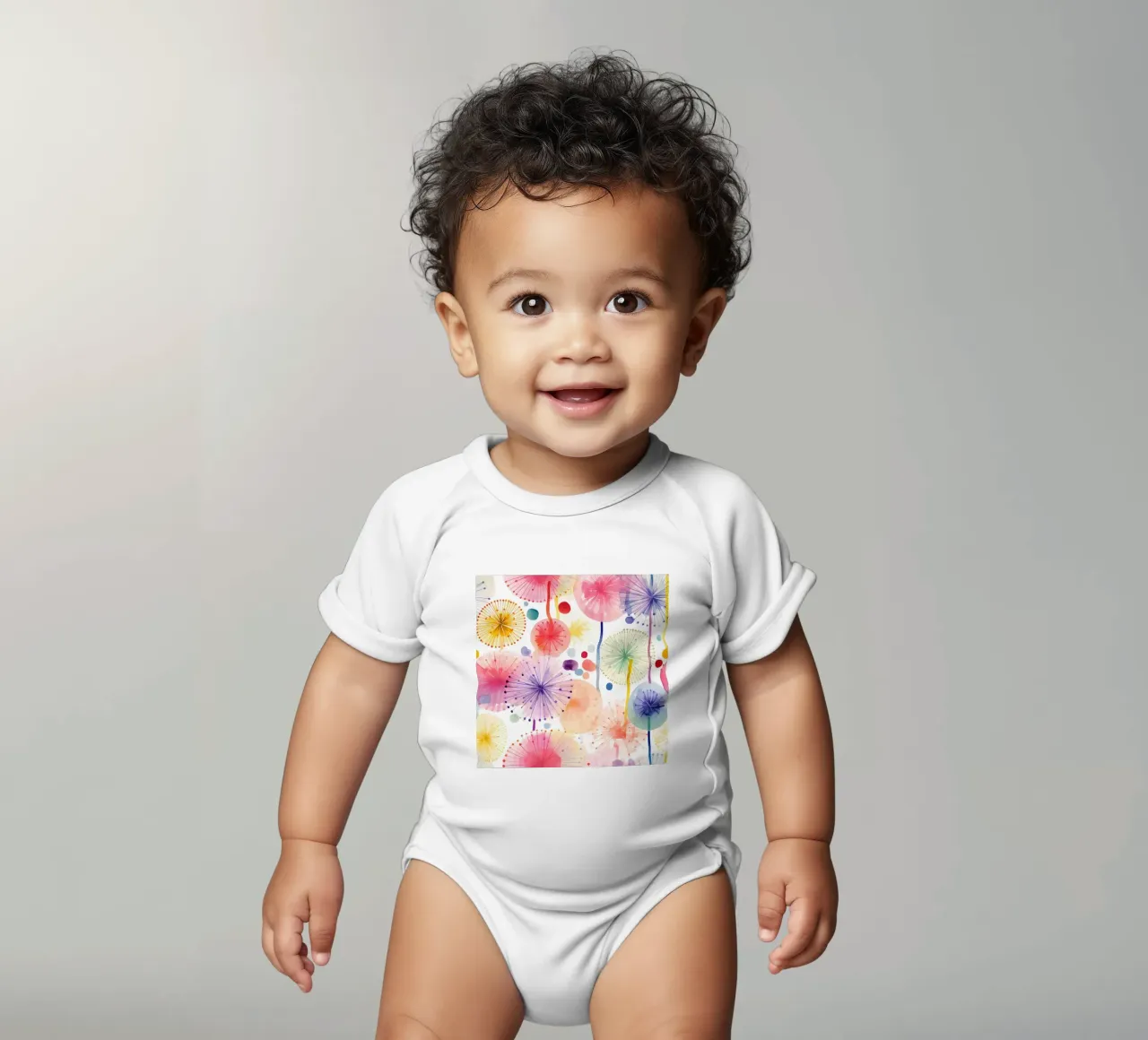 Denti di leone ad occhi aperti body neonato maniche corte da Botanical Pattern House