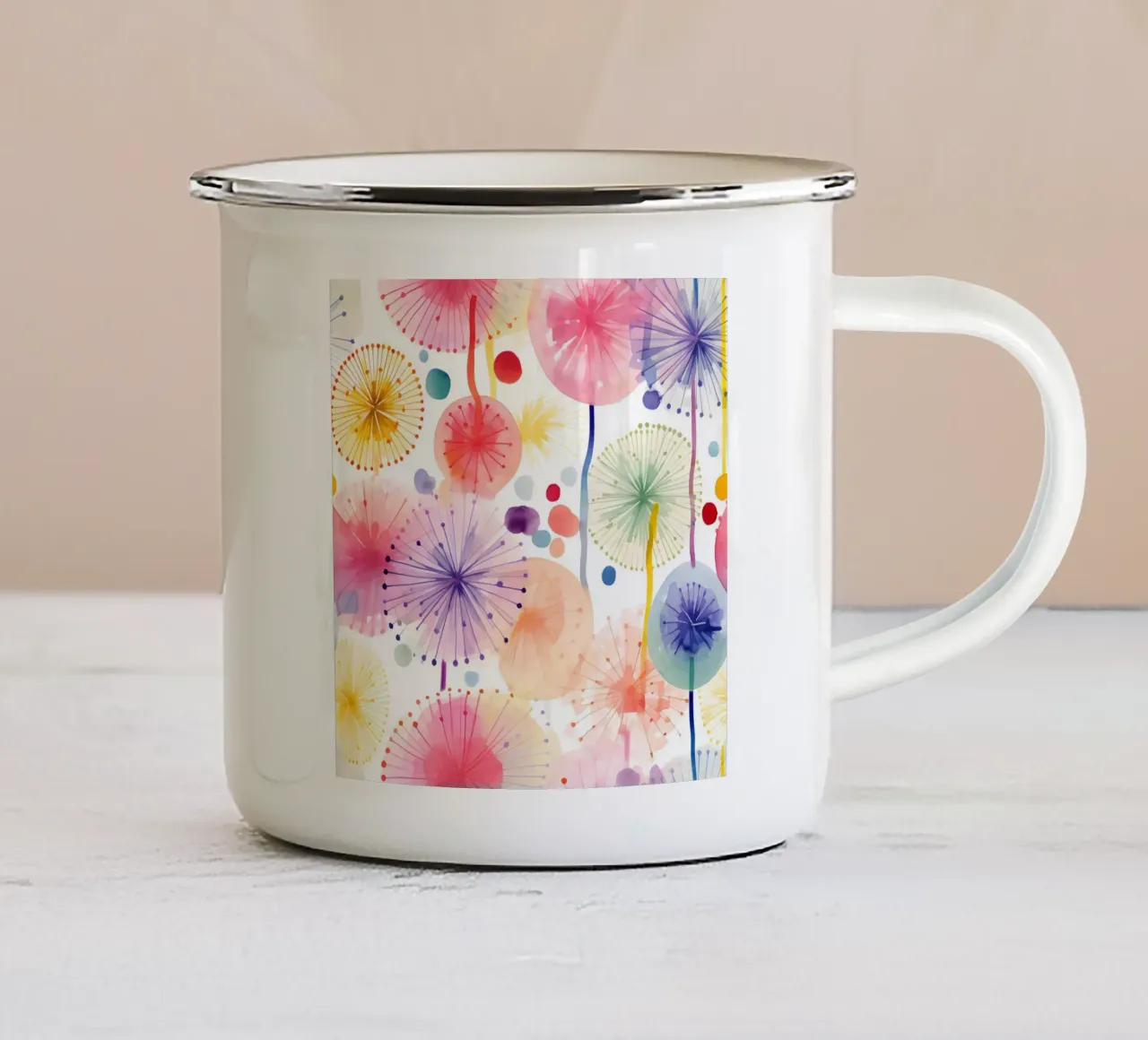 Denti di leone ad occhi aperti tazza in smalto da Botanical Pattern House