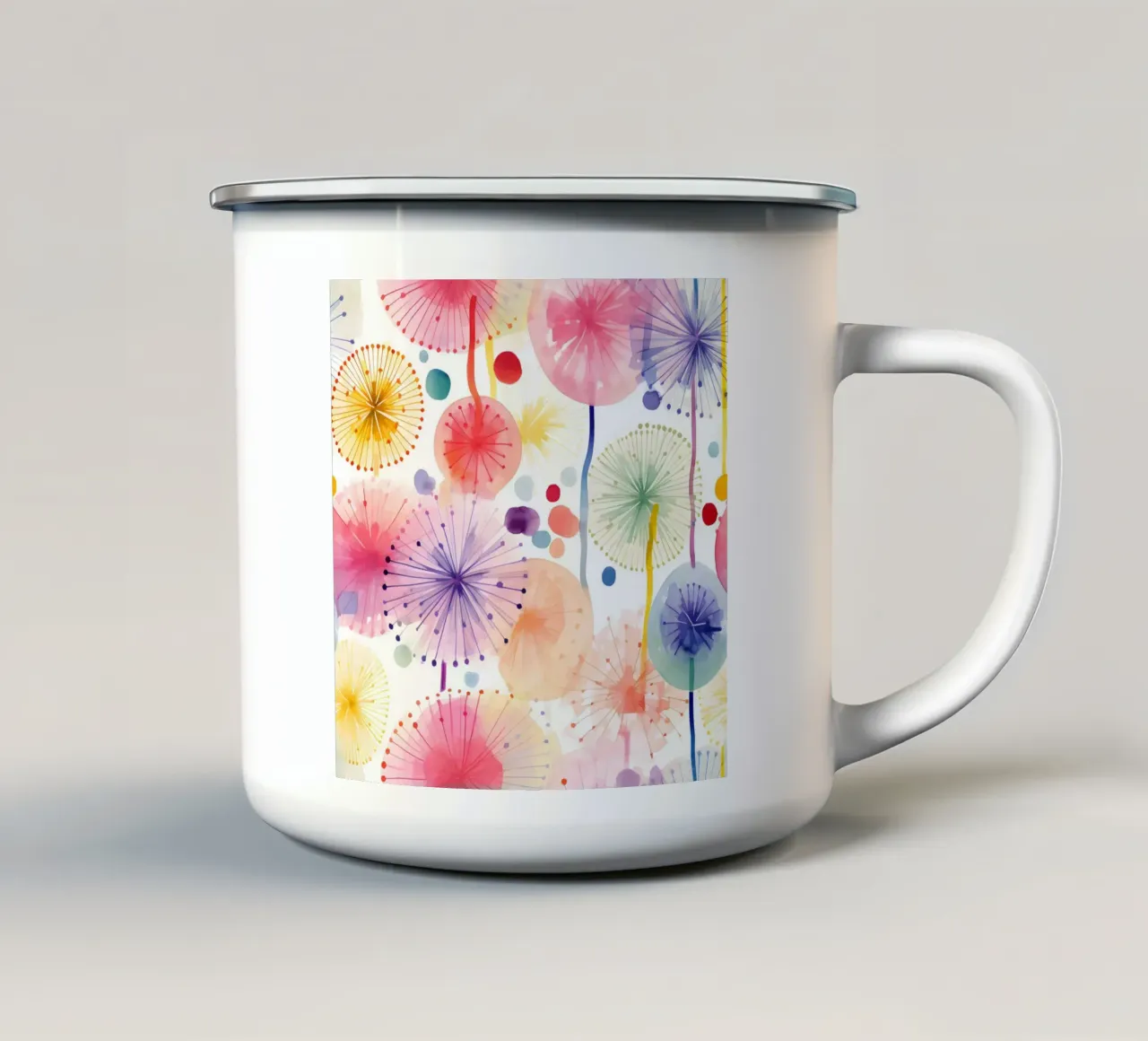 Denti di leone ad occhi aperti tazza in smalto da Botanical Pattern House