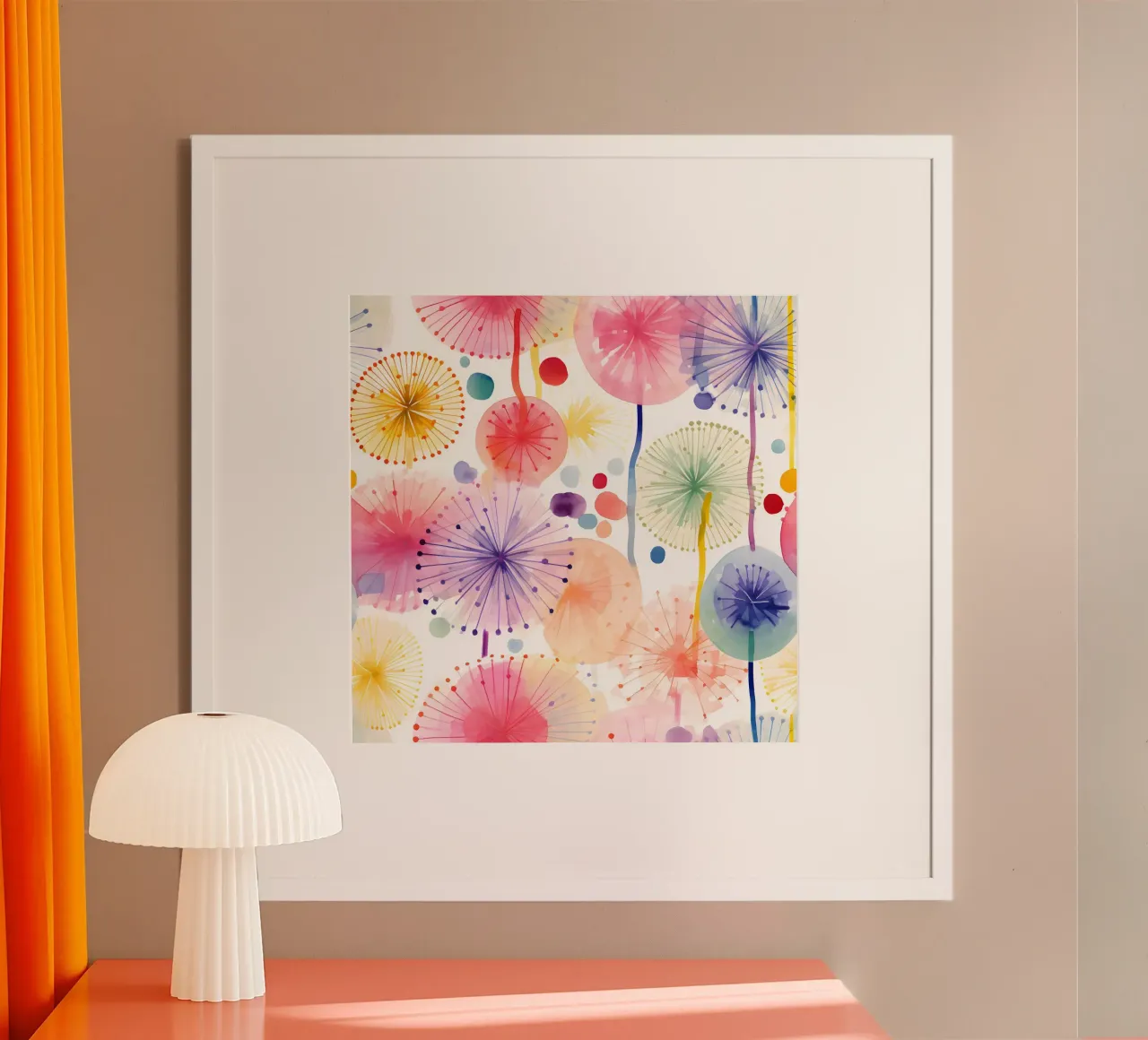Denti di leone ad occhi aperti poster con telaio in legno da Botanical Pattern House