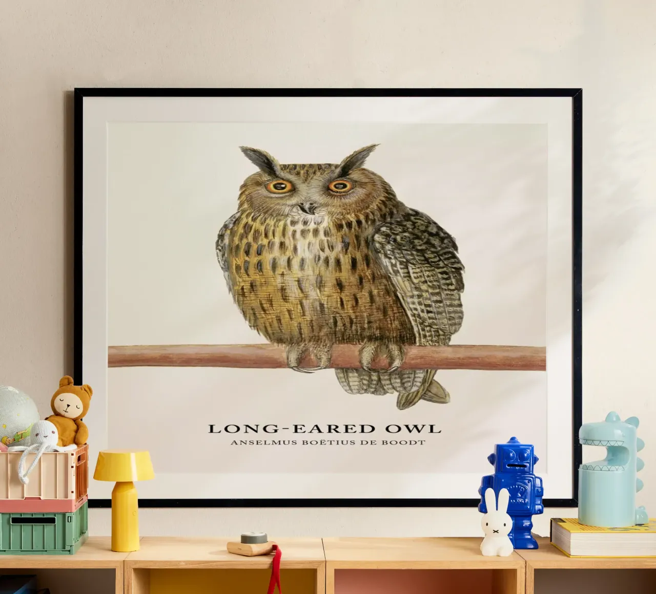 Anselmus Boëtius de Boodt - Long-eared Owl poster con telaio in legno da Vintage by JUNIQE