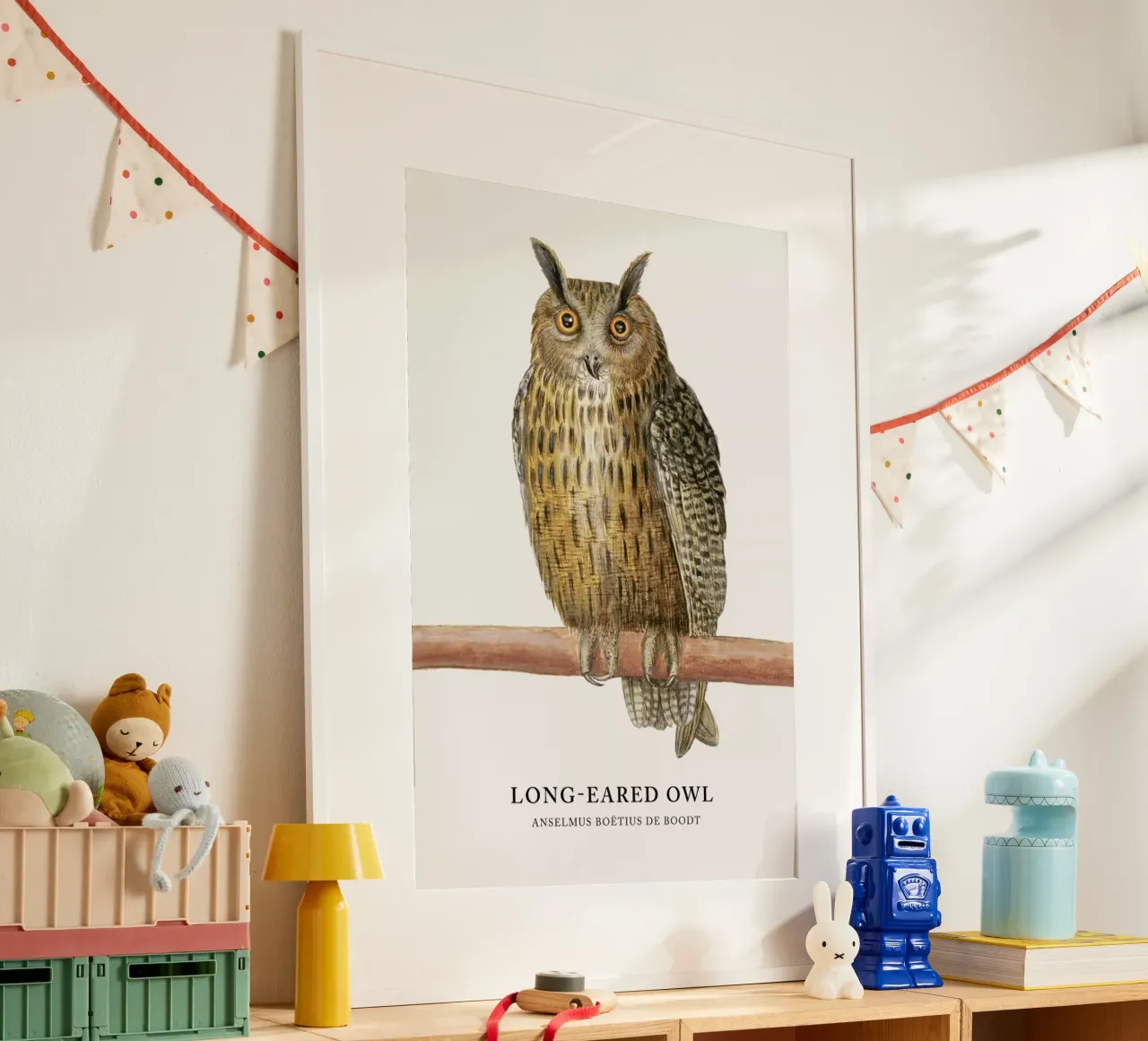 Anselmus Boëtius de Boodt - Long-eared Owl poster con telaio in legno da Vintage by JUNIQE