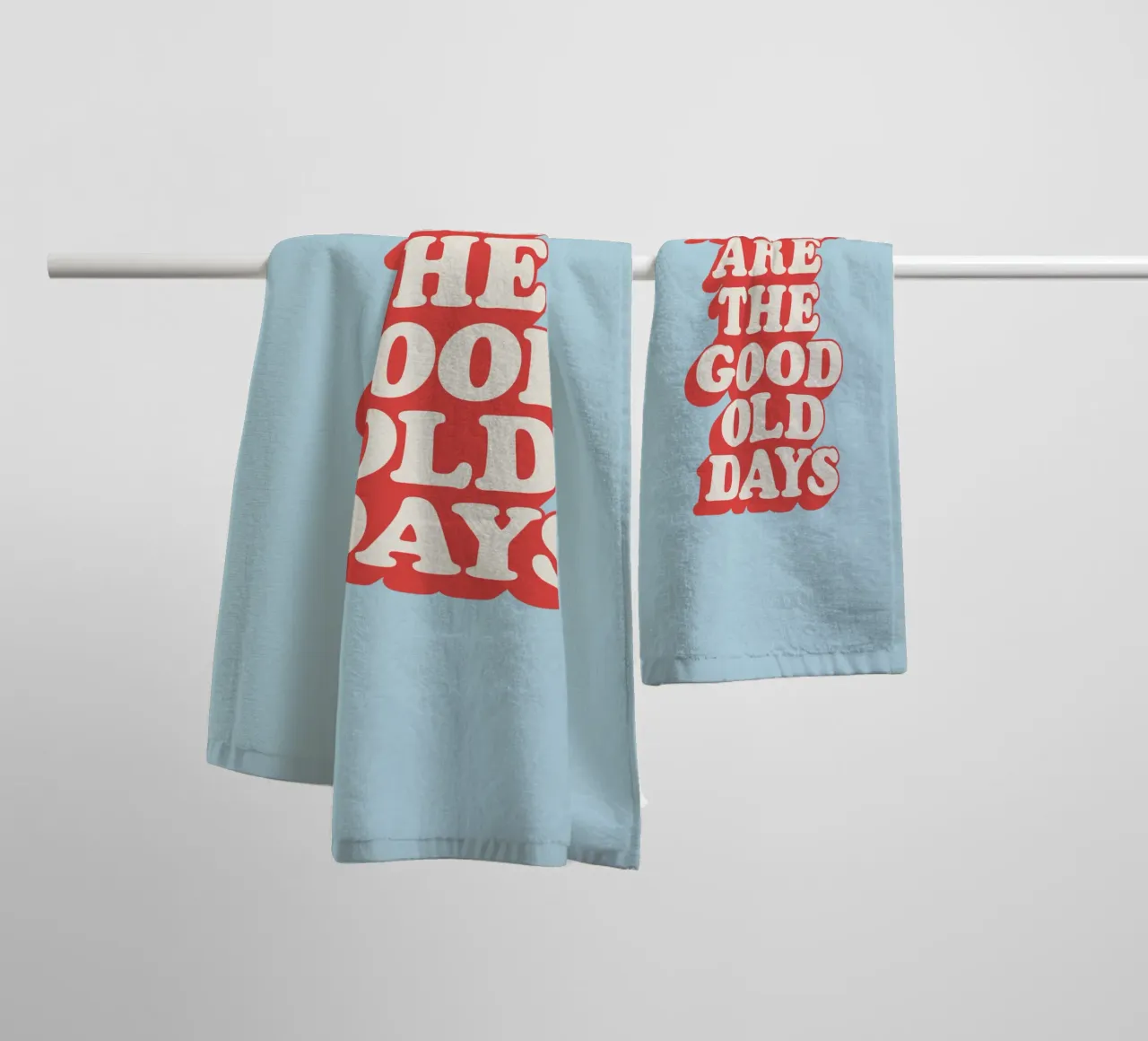 These Are The Good Old Days Typography Print Red White Blue towel by THE MOTIVATED TYPE