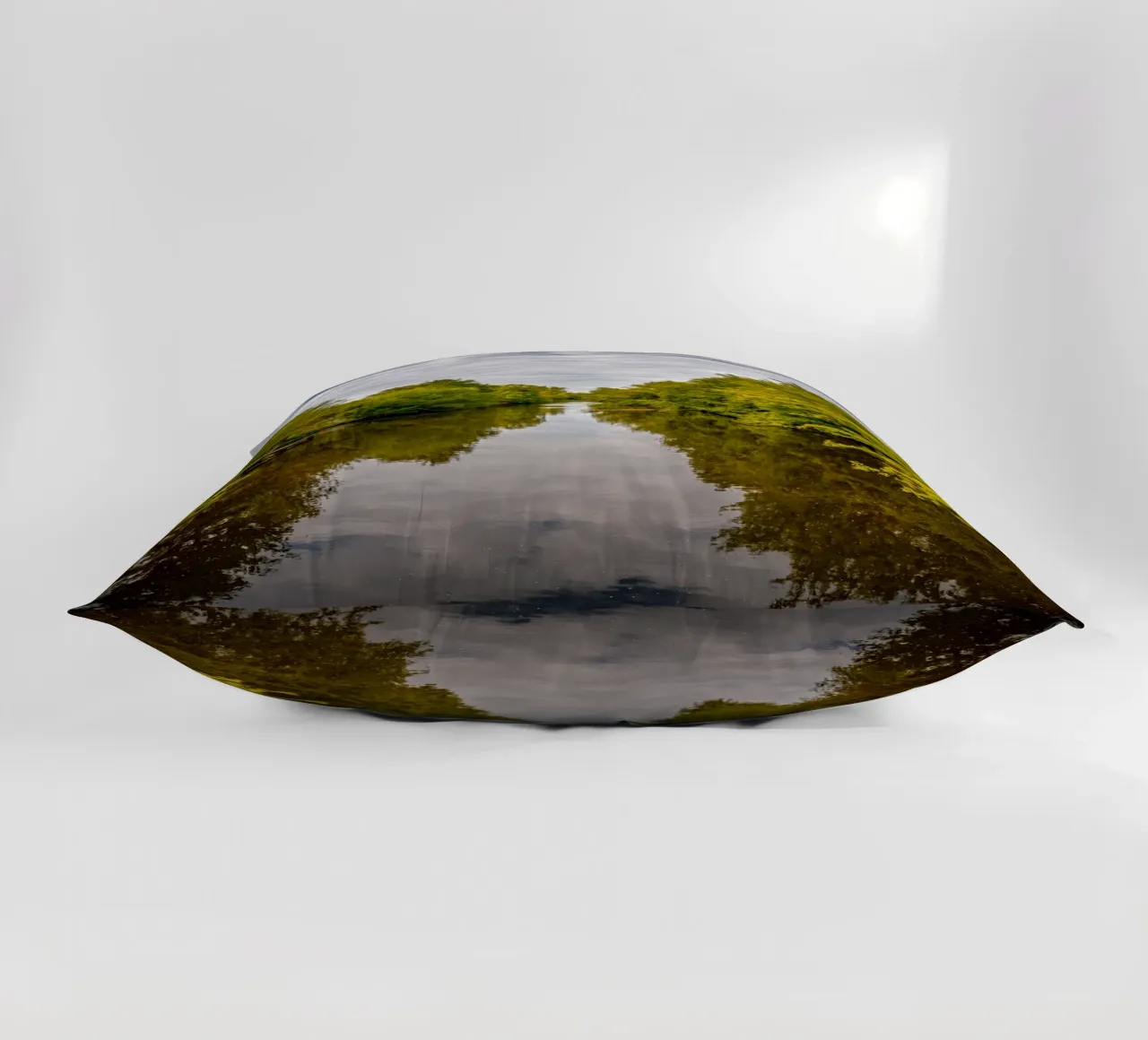 View of the river Saale with reflections of the trees on the bank decorative cushion by Marcus Beckert | Fotografie