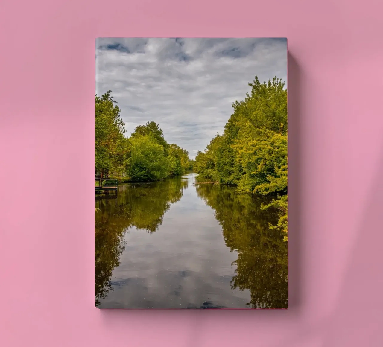 View of the river Saale with reflections of the trees on the bank notebook by Marcus Beckert | Fotografie