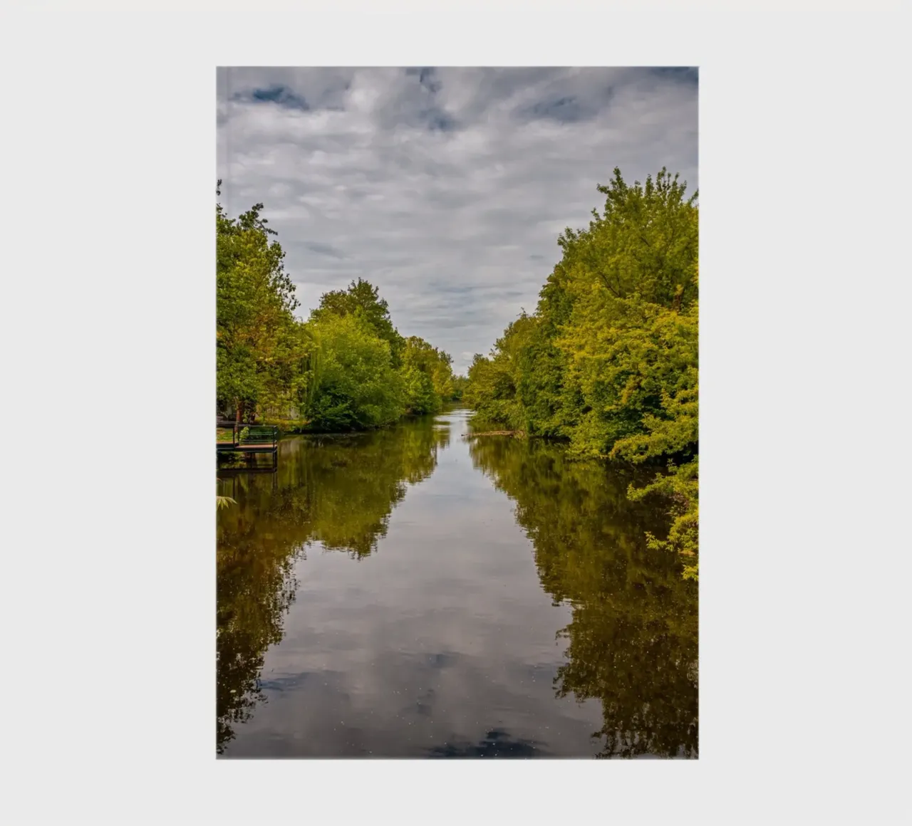 View of the river Saale with reflections of the trees on the bank notebook by Marcus Beckert | Fotografie