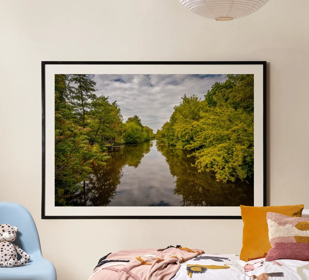 View of the river Saale with reflections of the trees on the bank hahnemühle by Marcus Beckert | Fotografie