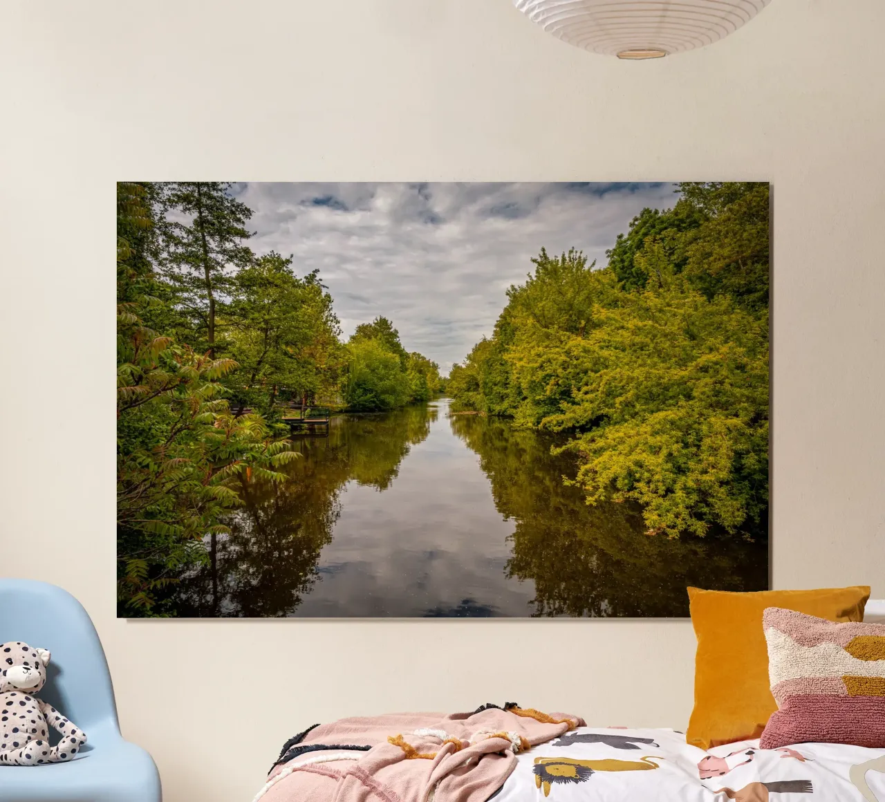 View of the river Saale with reflections of the trees on the bank hahnemühle by Marcus Beckert | Fotografie