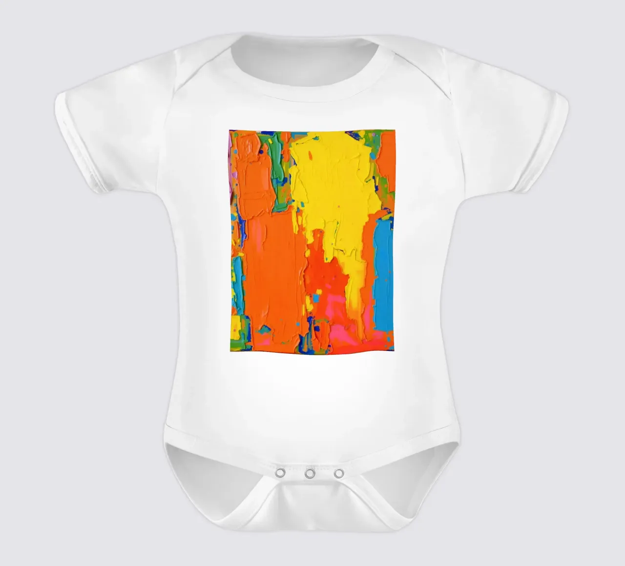 pittura astratta con colori vivaci e texture a macchia d'olio body neonato maniche corte da DesignDoodle