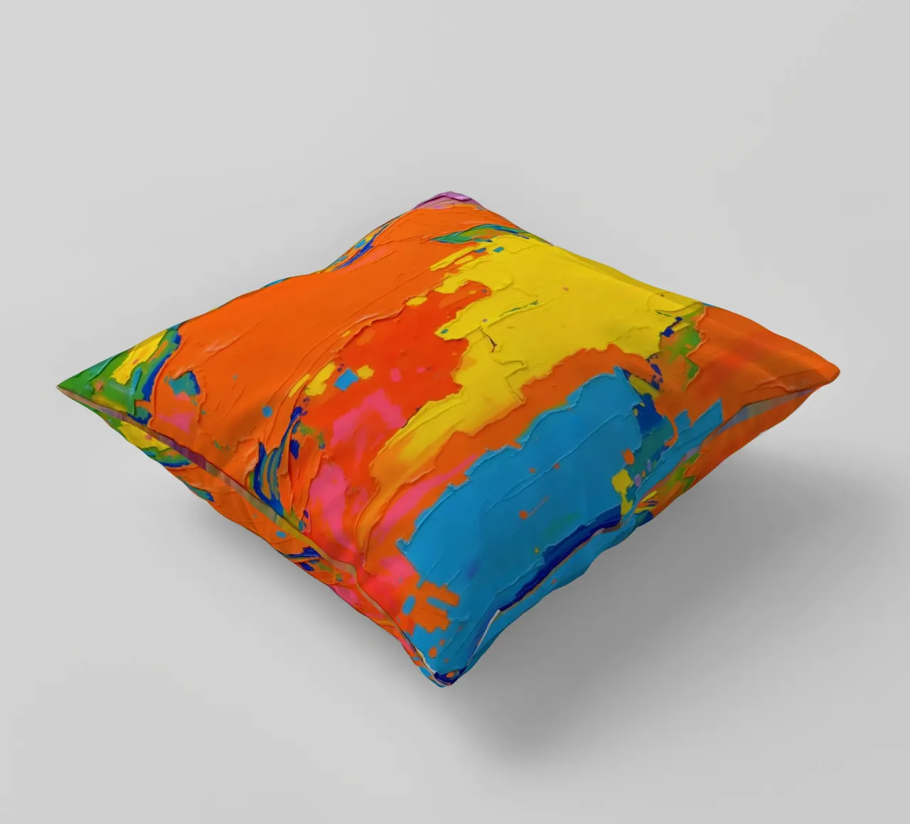 pittura astratta con colori vivaci e texture a macchia d'olio cuscino da DesignDoodle