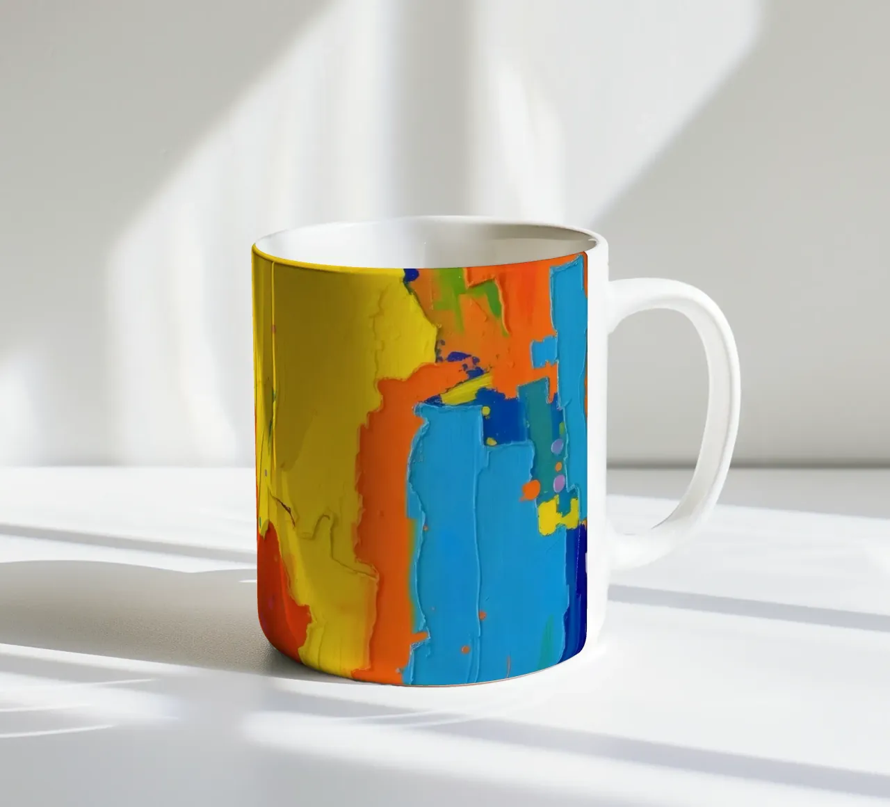 pittura astratta con colori vivaci e texture a macchia d'olio tazza in ceramica da DesignDoodle