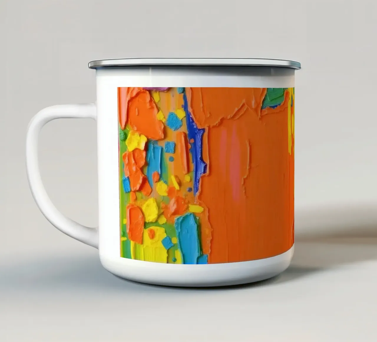 pittura astratta con colori vivaci e texture a macchia d'olio tazza in smalto da DesignDoodle
