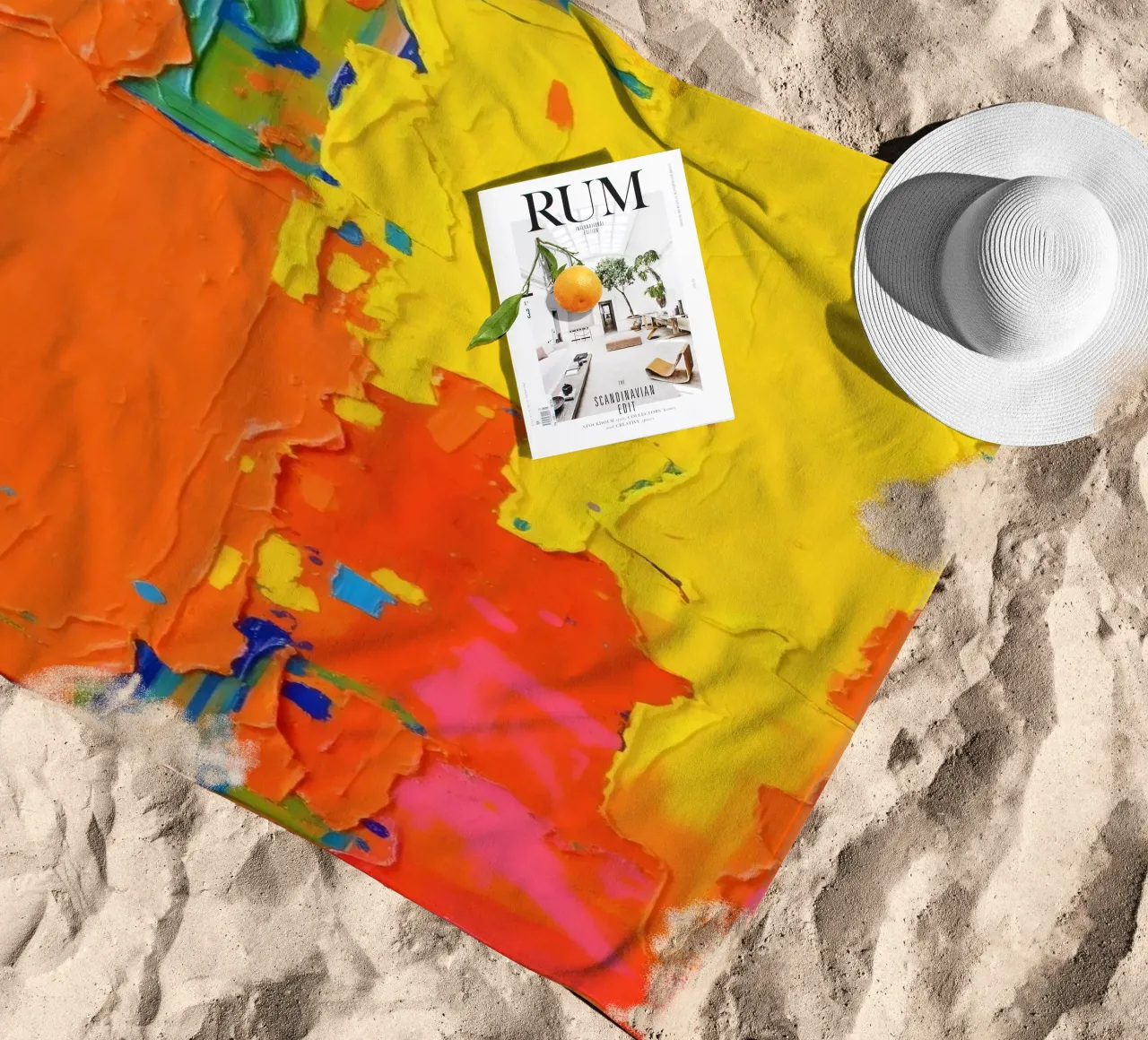pittura astratta con colori vivaci e texture a macchia d'olio telo mare da DesignDoodle
