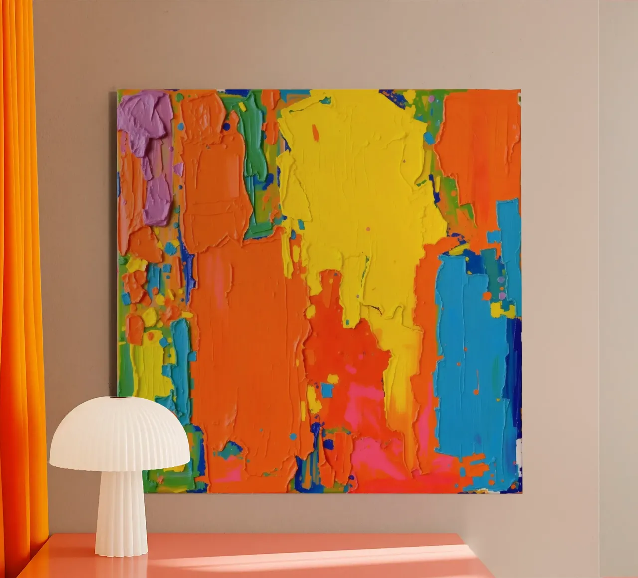 pittura astratta con colori vivaci e texture a macchia d'olio alluminio dibond da DesignDoodle