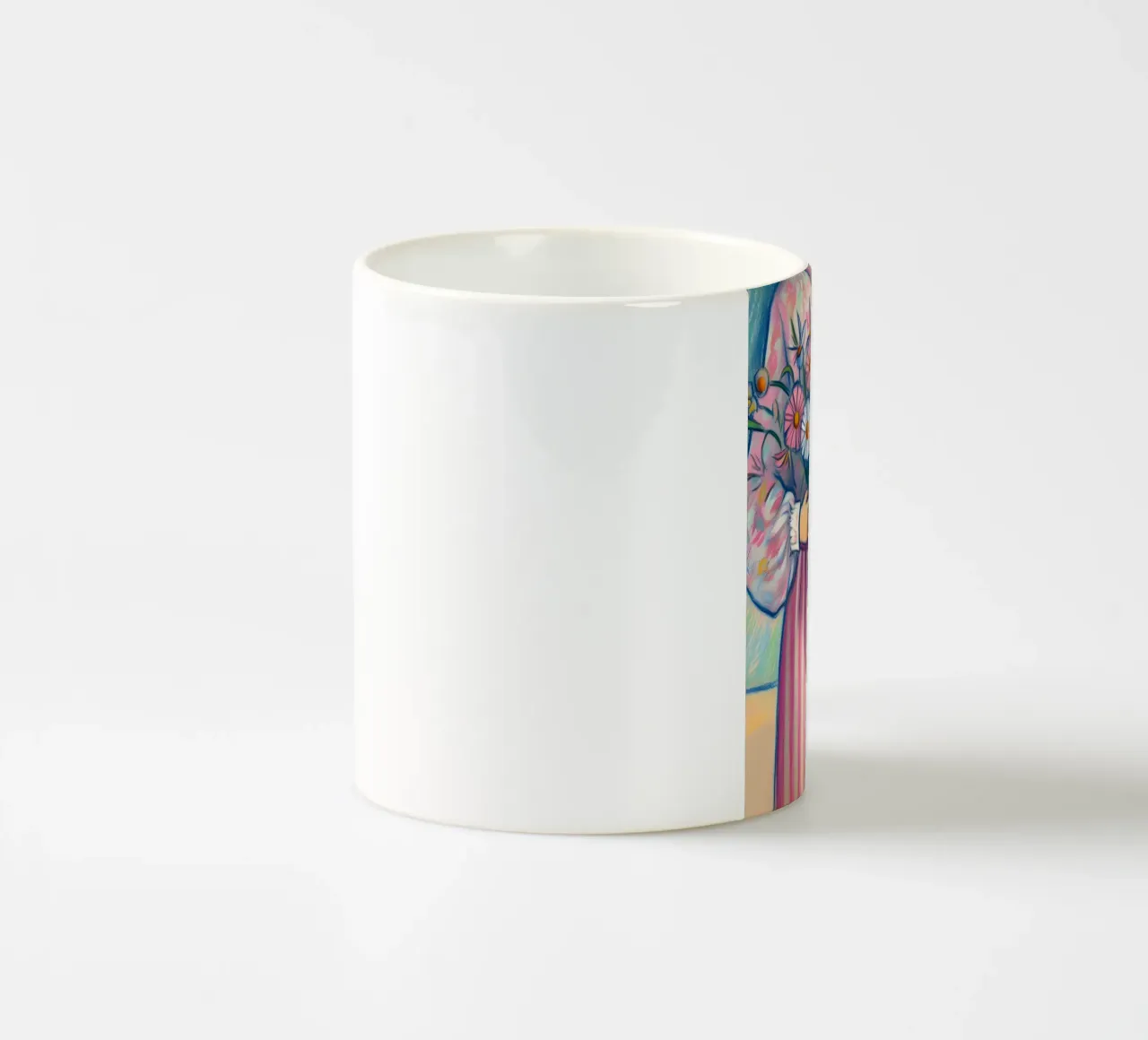 DONNA CALMA CON FIORI IN MANO RITRATTO tazza in ceramica da ARTOMATIC