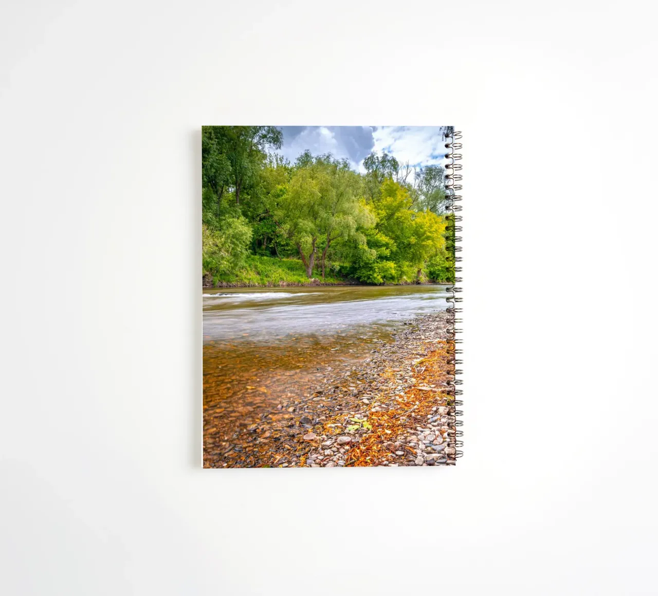 River Saale with pebble beach near Jena in spring spiral notebook by Marcus Beckert | Fotografie