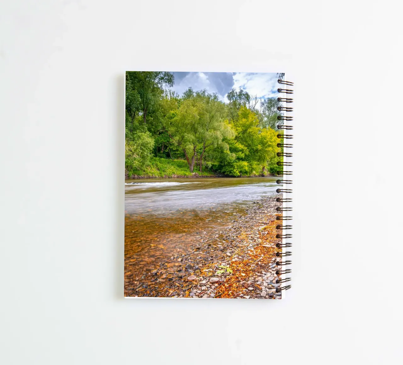 River Saale with pebble beach near Jena in spring spiral notebook by Marcus Beckert | Fotografie