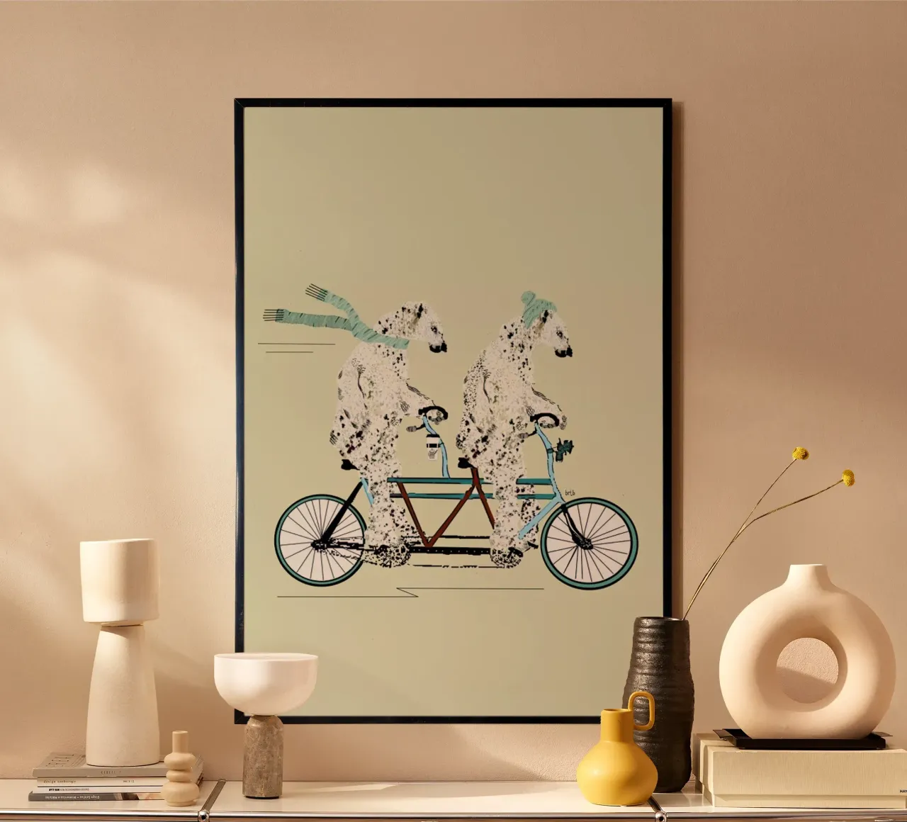 polar bears lets tandem poster con marco de plástico de Brian Buckley