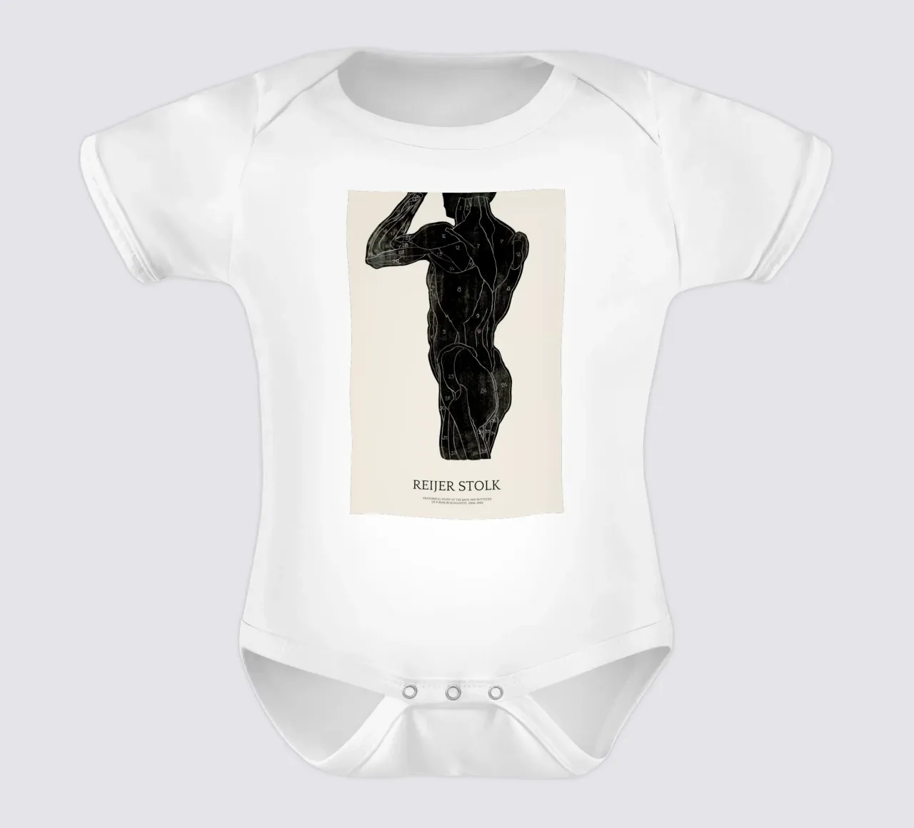 Stolk - Anatomical Study of the Back and Buttocks of a Man body neonato maniche corte da Vintage by JUNIQE